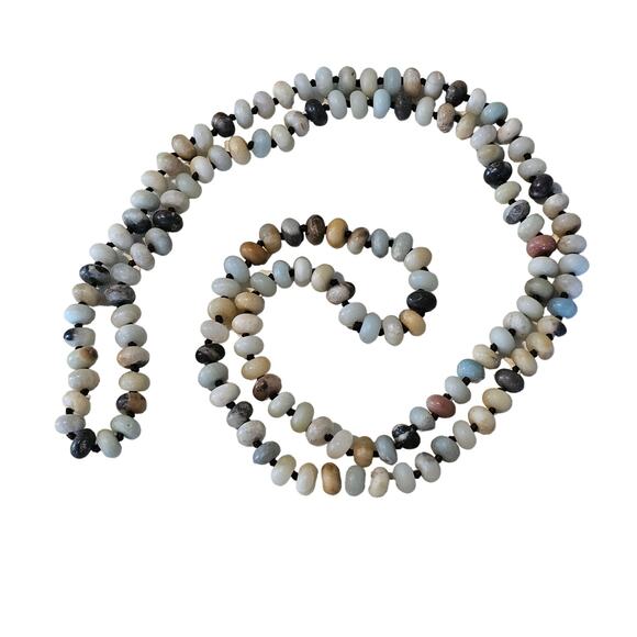 Amazonite Matte Rondelle Beaded Gemstone Necklace - Picture 1 of 5